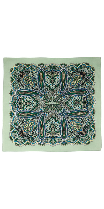 Paisley Bandana Safari Green 22x22