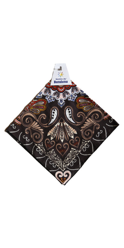 Black & Gold Paisley Bandana 22x22