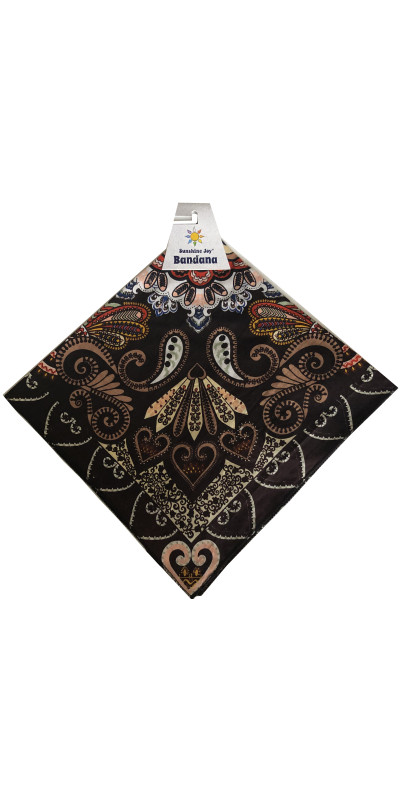 Black & Brown Paisley Bandana 22x22
