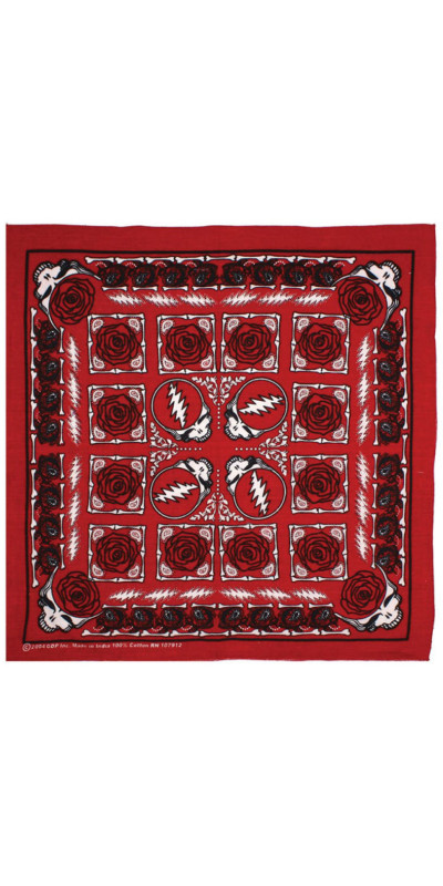 Grateful Dead SYF & Roses Bandana Red 22x22