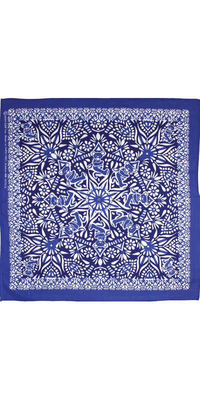 Grateful Dead Blue Bear Mandala Bandana 22x22