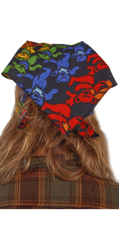 3D Grateful Dead Rainbow Bear Spiral Bandana 22x22