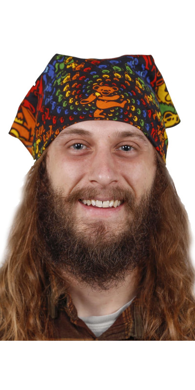 3D Grateful Dead Rainbow Bear Spiral Bandana 22x22