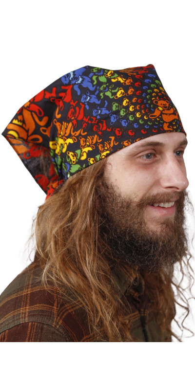 3D Grateful Dead Rainbow Bear Spiral Bandana 22x22