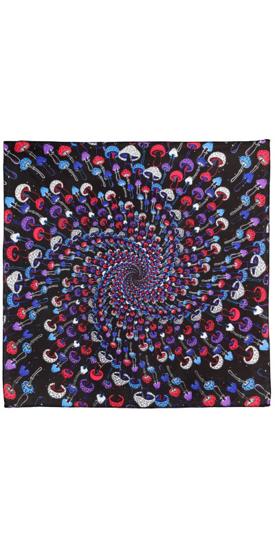 3D Glow In The Dark Magic Mushroom Spiral Bandana 22x22
