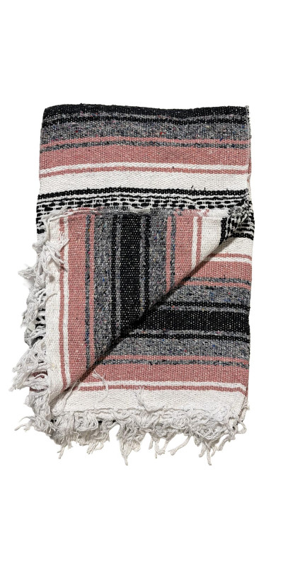Mexican Falsa Blanket in Salmon Pink - 51x78"
