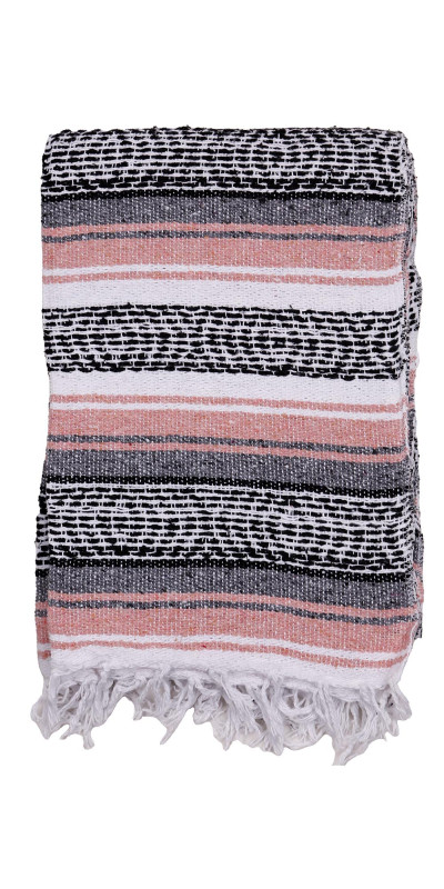 Mexican Falsa Blanket in Salmon Pink - 51x78"