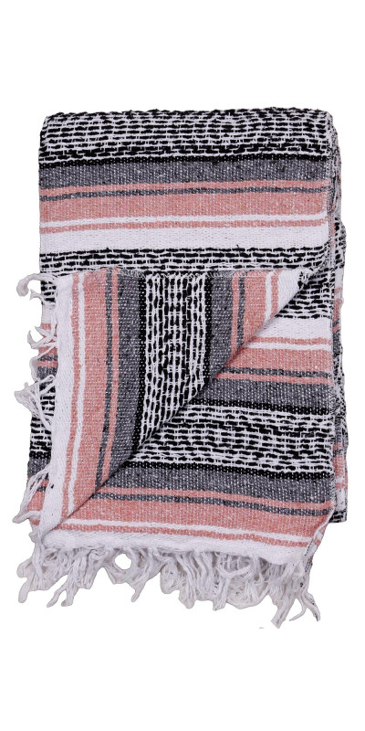Mexican Falsa Blanket in Salmon Pink - 51x78"