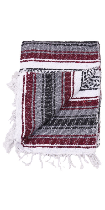 Mexican Falsa Blanket in Burgundy 51x78"