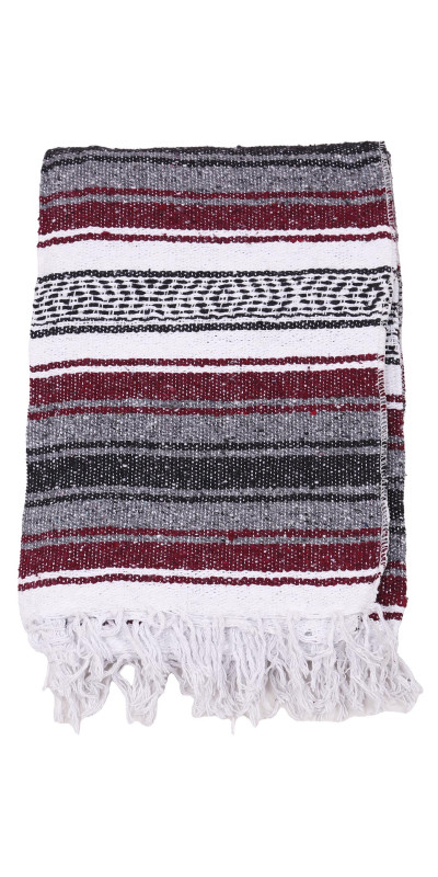 Mexican Falsa Blanket in Burgundy 51x78"