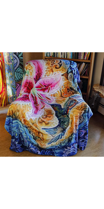Hummingbird Fleece Blanket Queen Size 60x80" *SALE*