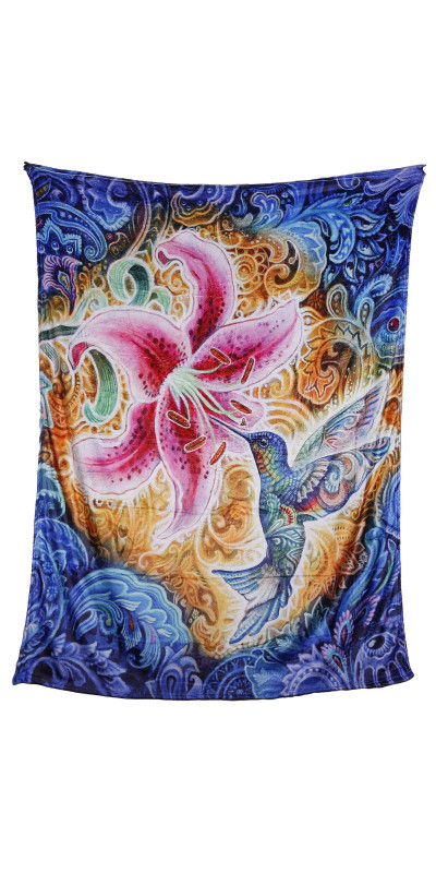 Hummingbird Fleece Blanket Queen Size 60x80" *SALE*