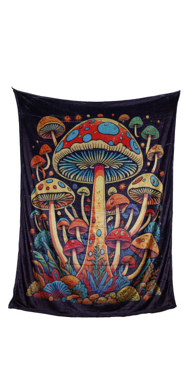 Shroom Trees Fleece Throw Blanket 50x60