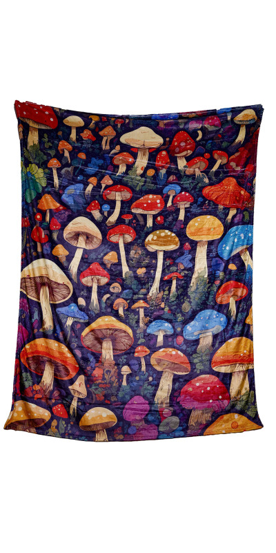 Mushroom Forest Fleece Throw Blanket 50x60" *SALE*