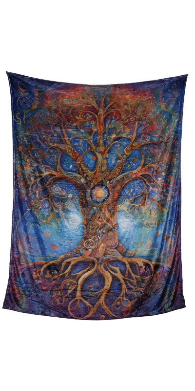 Tree Of Life Fleece Blanket Queen Size 60x80" *SALE*