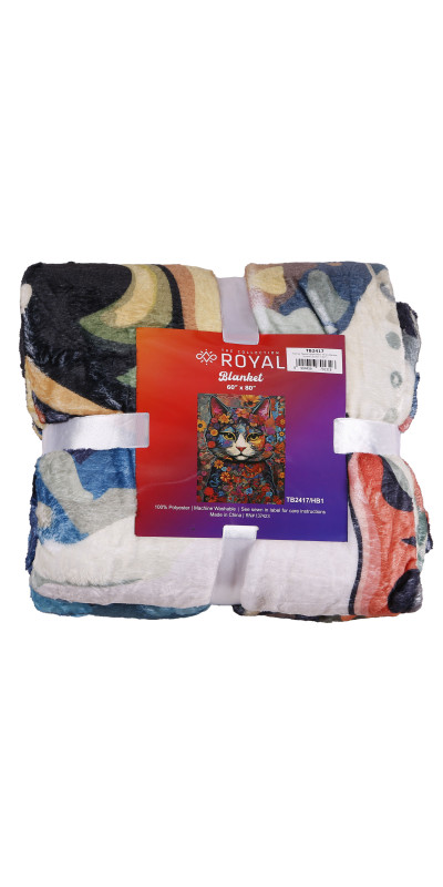 Flower Cat Fleece Blanket Queen Size 60x80"
