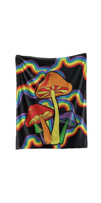 Rainbow Shrooms Fleece Throw Blanket 50x60"