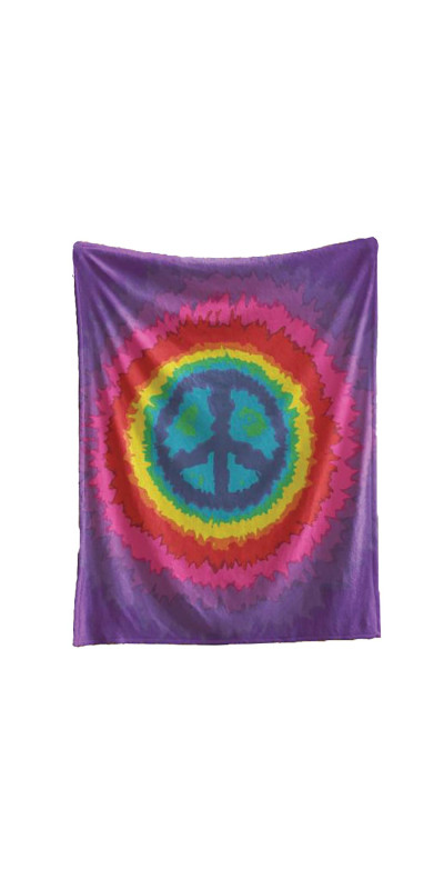 Tie Dye Peace Sign Fleece Throw Blanket 50x60
