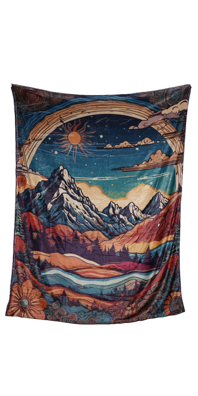 Starry Mountain Fleece Queen Size Blanket 60x80" *SALE*