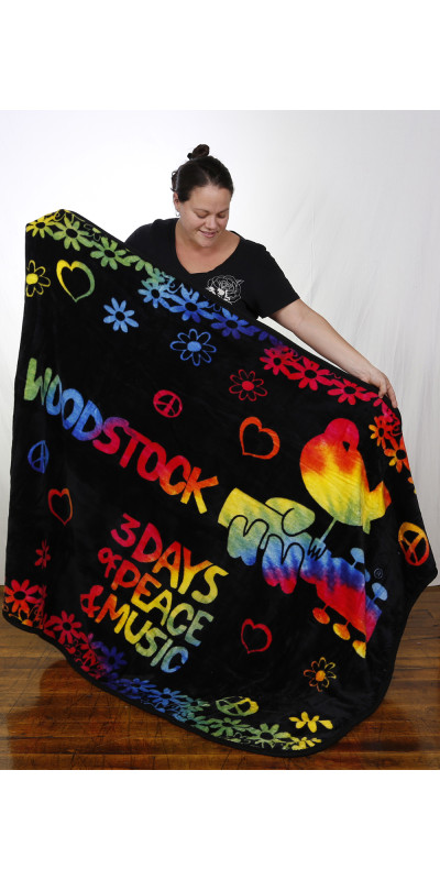 Woodstock  Fleece Throw Blanket 3 Days Of Peace 50x60