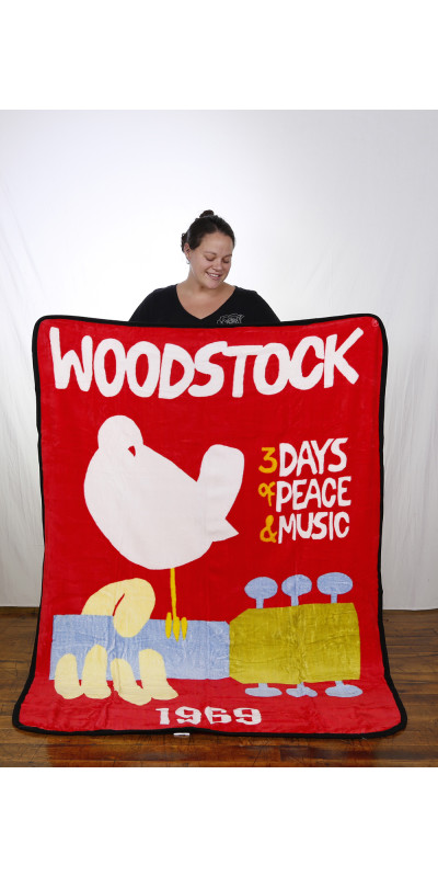 Woodstock  Fleece Throw Blanket 1969 Logo 50x60
