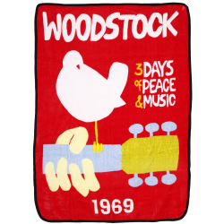 Woodstock  Fleece Throw Blanket 1969 Logo 50x60