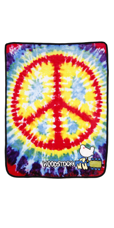 Woodstock  Fleece Throw Blanket Peace Sign 50x60