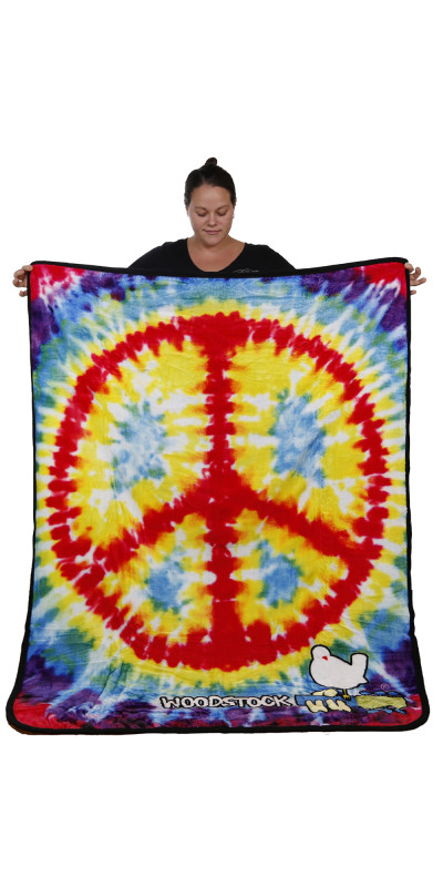 Woodstock  Fleece Throw Blanket Peace Sign 50x60