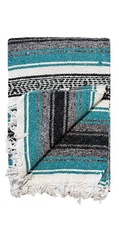 Mexican Falsa Blanket in Teal - 51x78"