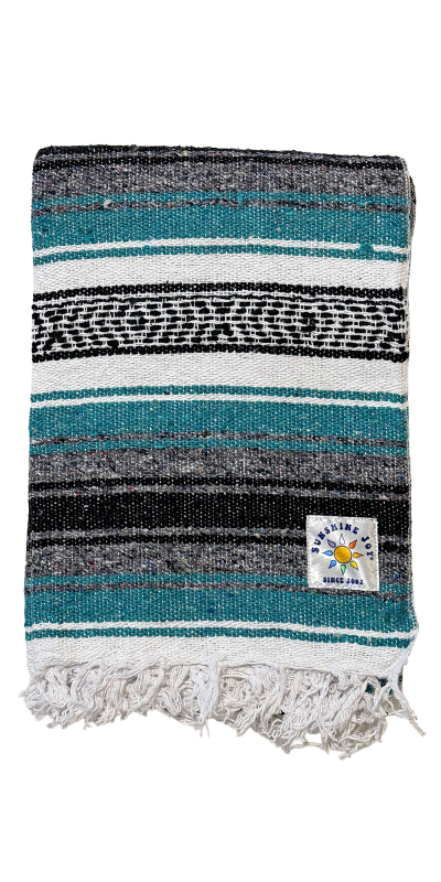 Mexican Falsa Blanket in Teal - 51x78"