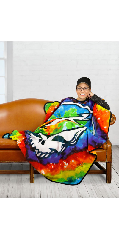 Grateful Dead SYF Tie-Dye Fleece Throw Blanket 50x60