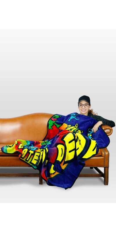 Grateful Dead Bear Spiral Fleece Throw Blanket 50x60