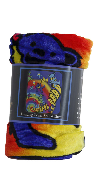 Grateful Dead Bear Spiral Fleece Throw Blanket 50x60