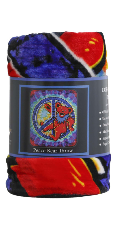 Grateful Dead Peace Bear Fleece Throw Blanket 50x60