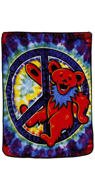 Grateful Dead Peace Bear Fleece Throw Blanket 50x60