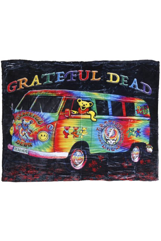 Grateful Dead Tie Dye Bus Fleece Throw Blanket 50x60
