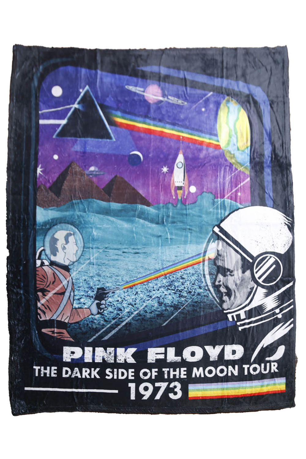Pink Floyd Fleece Throw Blanket Dark Side Of The Moon Retro 50x60