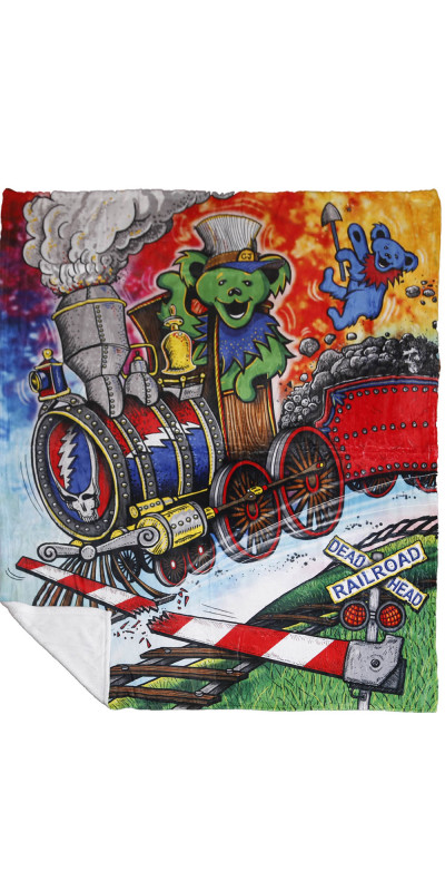 Grateful Dead Casey Jones Bear Fleece Throw Blanket 50x60