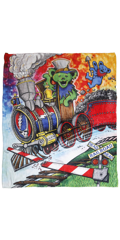 Grateful Dead Casey Jones Bear Fleece Throw Blanket 50x60