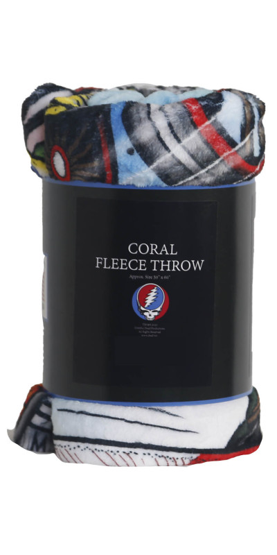 Grateful Dead Casey Jones Bear Fleece Throw Blanket 50x60