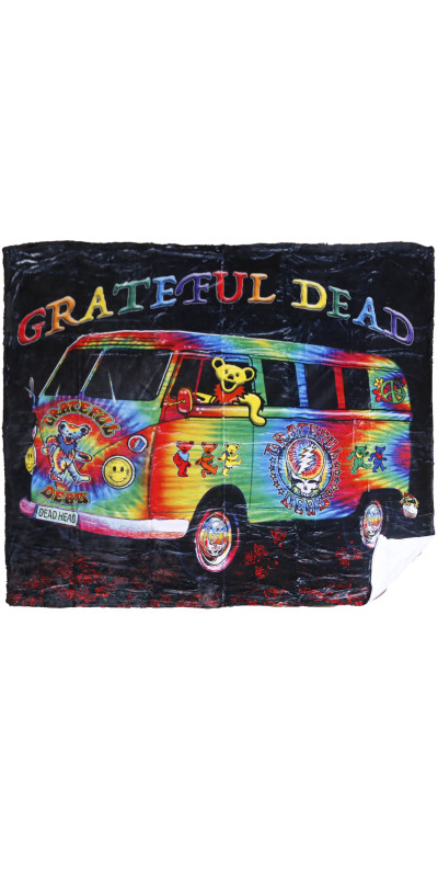 Grateful Dead Tie Dye Bus Fleece Throw Blanket 50x60