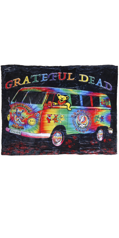 Grateful Dead Tie Dye Bus Fleece Throw Blanket 50x60
