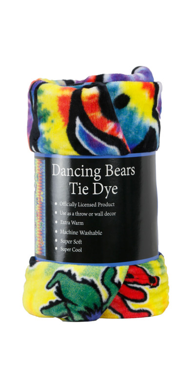 Grateful Dead Tie Dye Bears Fleece Throw Blanket 50x60