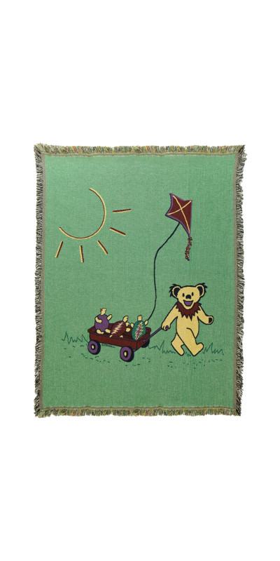 Grateful Dead Bear & Terrapins Red Wagon Woven Cotton Blanket 53x69