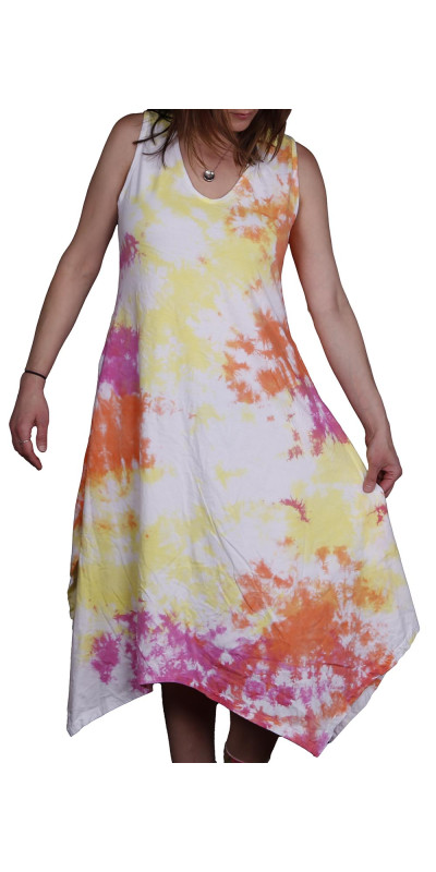 Blank White Tank Dress for Tie-Dyeing Stretchy Cotton/Lycra Blend