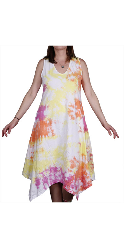 Blank White Tank Dress for Tie-Dyeing Stretchy Cotton/Lycra Blend