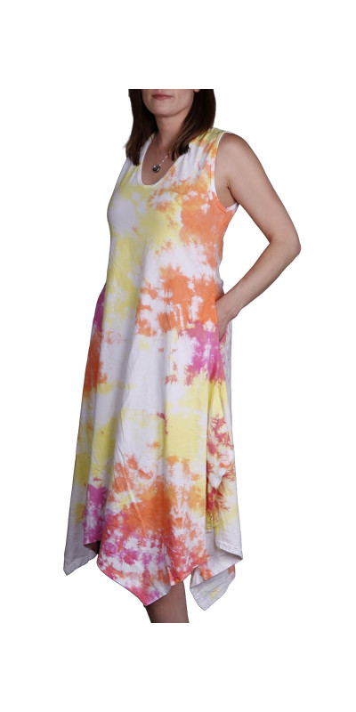 Blank White Tank Dress for Tie-Dyeing Stretchy Cotton/Lycra Blend