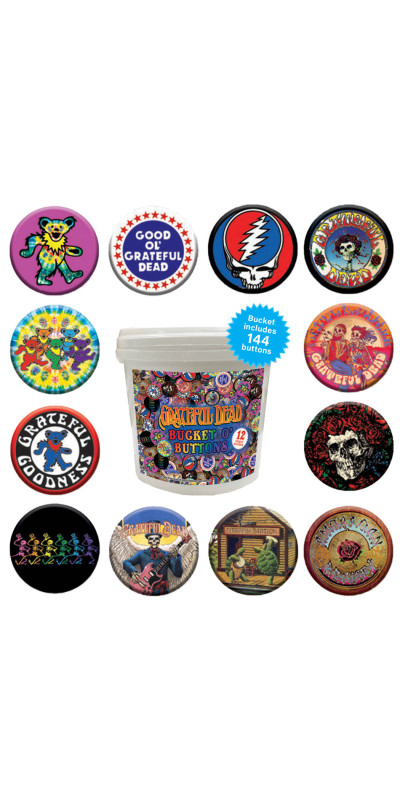 Grateful Dead Button Bucket 144 pcs