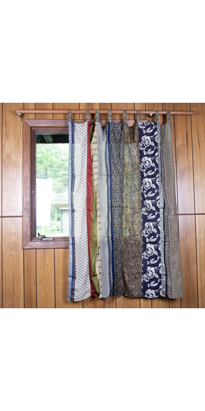 Sari Patchwork Panel Curtains – 54"x63" Handmade from Recycled Saris – Tab Top Panels – Sunshine Joy®