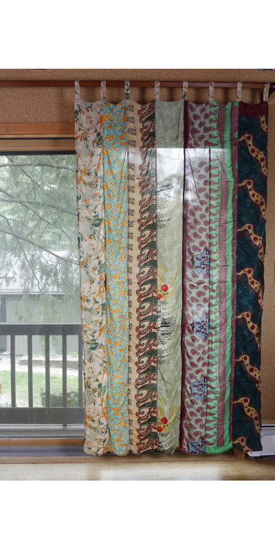 Sari Patchwork Panel Curtains – 54"x86" Handmade from Recycled Saris – Tab Top Panels – Sunshine Joy®